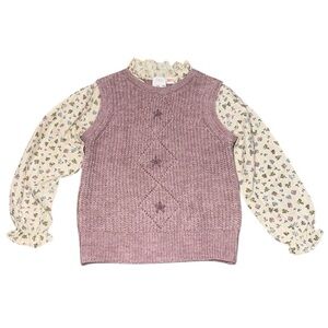 Zara Girl’s Knit Vest and Floral Blouse Shirt